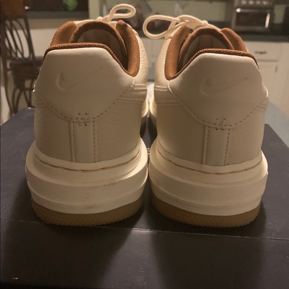 Pecan Air Force Ones Mens 9/Womens 10.5 - Picture 3 of 7